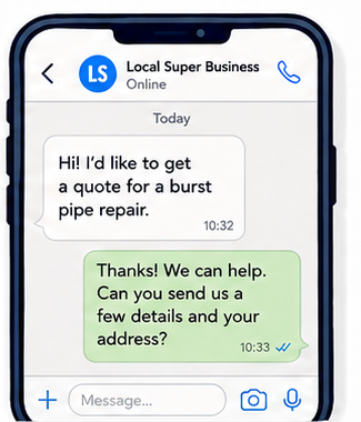 Customer messaging a local business to request a quote